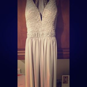 Grey floor length formal dress